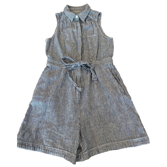 Anthropologie Pants - Anthropologie blue white striped shorts romper women's size 0 nautical preppy